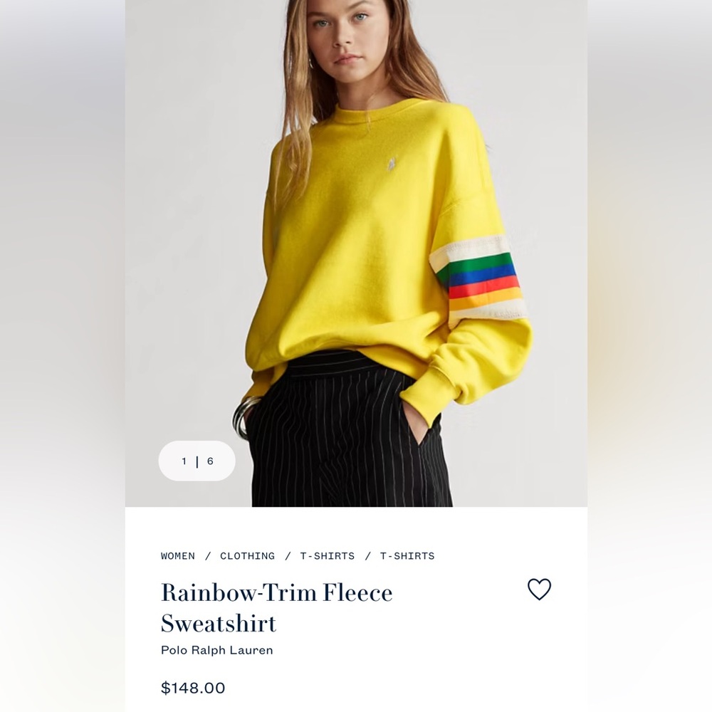 Rainbow-Trim Fleece Sweatshirt